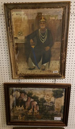 LOT 2 19TH C. FRAMED INDO PTGS 23 1/2" X 17 1/2" & 17" X 23 1/2"