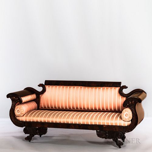 Classical Mahogany Veneer Upholstered Sofa