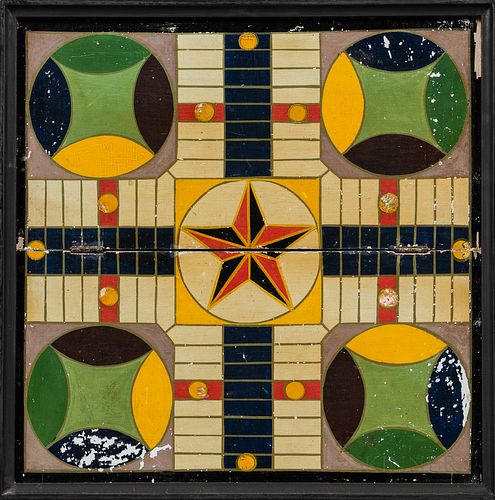 Framed Painted Parcheesi Board
