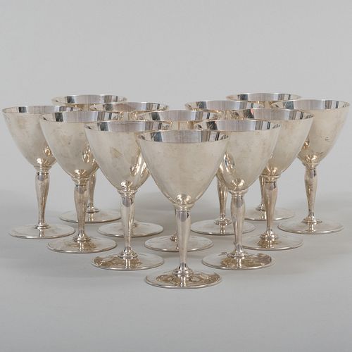 Set of Twelve Tiffany Silver Sherry Glasses