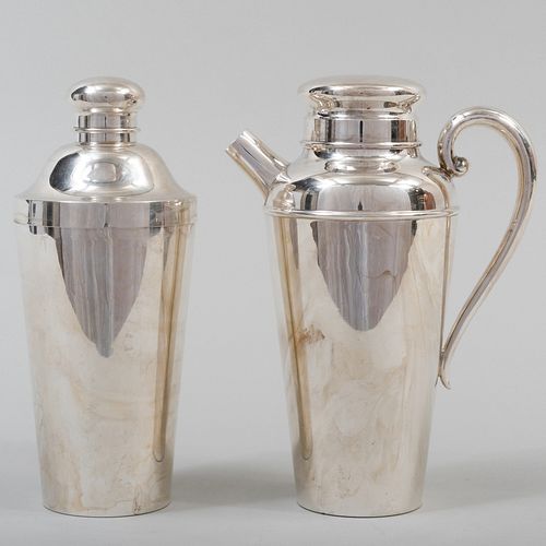 S. Kirk & Son Silver Cocktail Shaker and a Stieff Silver Cocktail Shaker