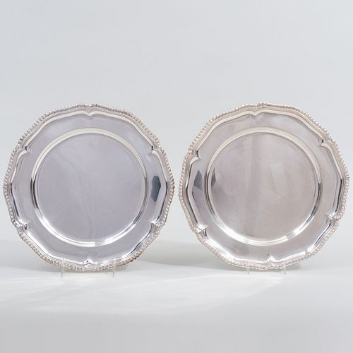 Pair of English Silver Shaped Circular Platters