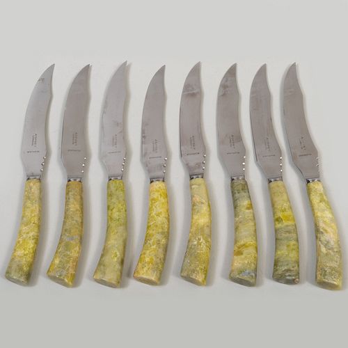 Set of Eight Asprey Hard Stone Handled Knives
