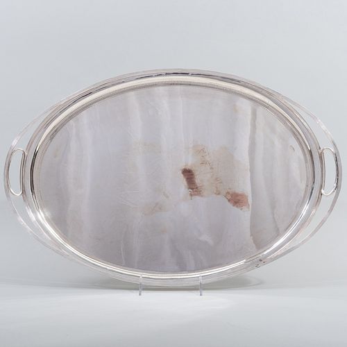English Silver Plate Galleried Tray