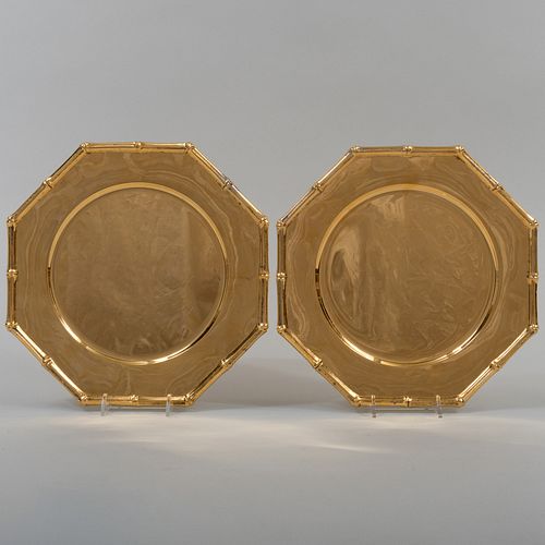 Pair of Tiffany & Co, Silver-Gilt Bamboo Place Plates