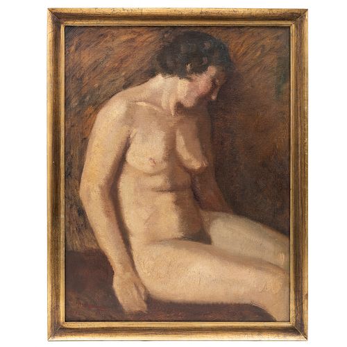 LUIS SAHAGÚN. Desnudo femenino. Firmado y fechado 945. Óleo sobre tela. 97 x 74 cm.