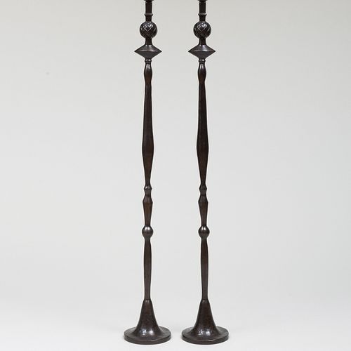 Pair of Bronze Floor Lamps, in the Manner of Diego Giacometti