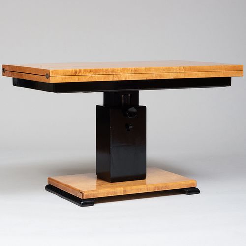 Otto Wretling Burl Birch and Ebonized 'Ideal' Folding Table