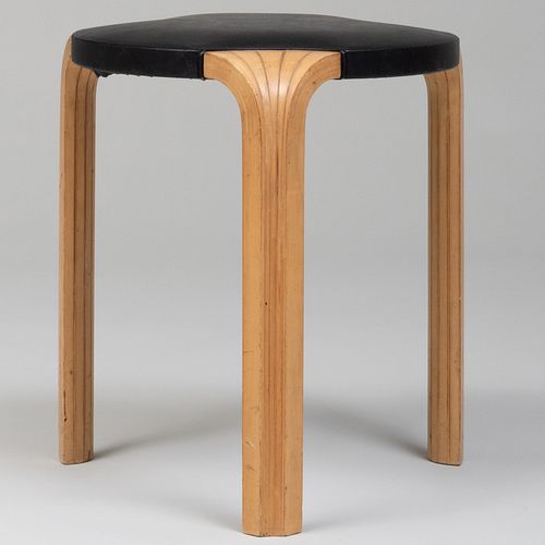 Modern Leather and Wood Stool