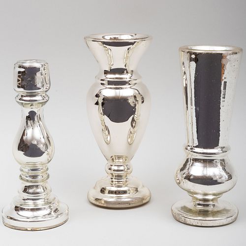 Three Mercury Glass Vessels