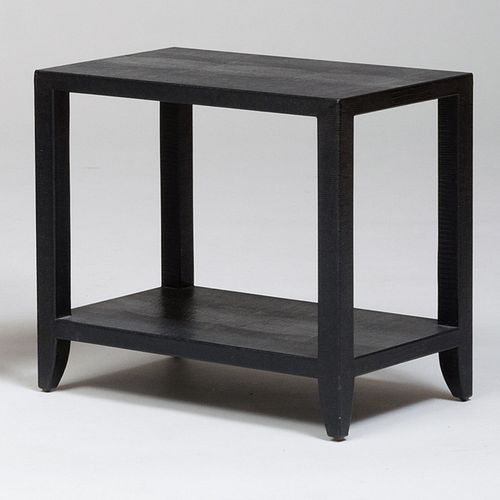 Contemporary Textured Black Leather Telephone Table 
