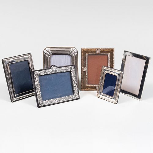 Group of Six Silver-Mounted Picture Frames