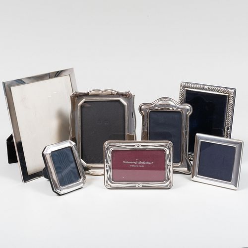 Group of Seven Silver and Silver Plate-Mounted Picture Frames