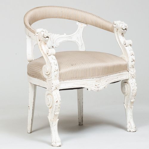 Continental Carved and Painted Desk Chair