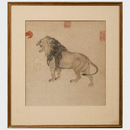 Chinese Scroll Fragment of a Lion
