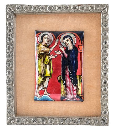 French Enamel Annunciation Plaque