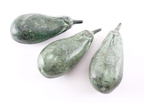 Three Bronzed Eggplant Sculptures