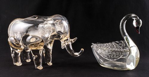 2 Loetz Glass Animals