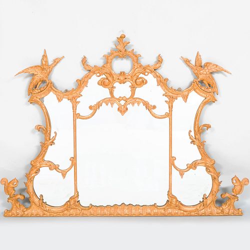 Large George III Carved Giltwood Overmantle Mirror, Irish