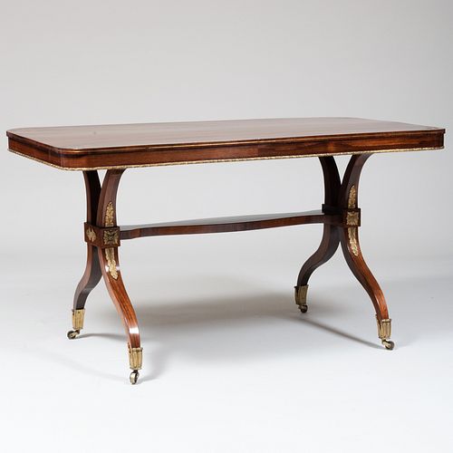 Regency Gilt-Metal-Mounted Rosewood Library Table, Attributed to George Oakley