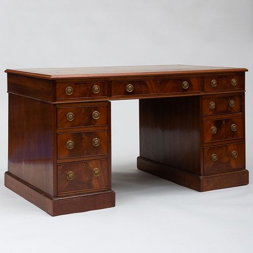 George III Style Mahogany Double Pedestal Desk