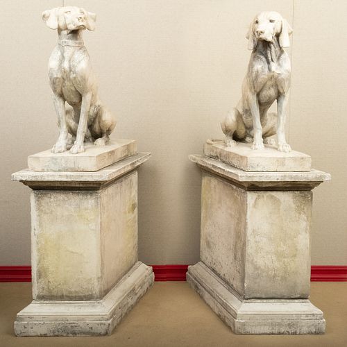 After Henri Alfred Jacquemart (1824-1896): Pair of Composition Models of Hunting Dogs