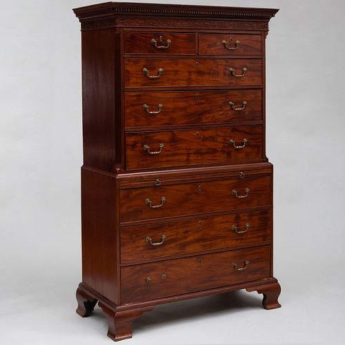 George II Carved Mahogany Chest-on-Chest