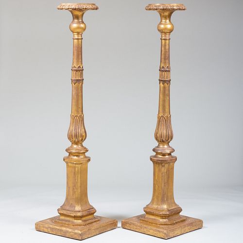 Pair of Regency Carved Giltwood Pedestals