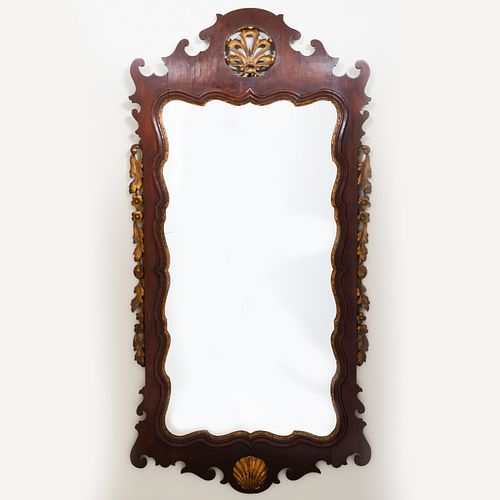 George III Style Mahogany and Parcel-Gilt Mirror
