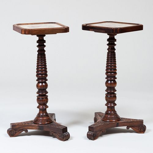Pair of William IV Faux Rosewood Candlestands