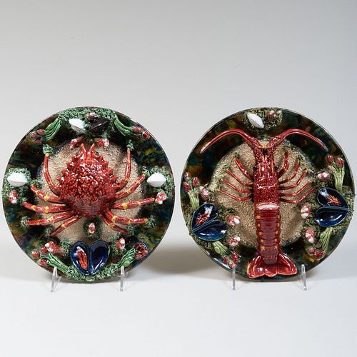 Pair of Palissy Style Earthenware, Probably Caldas
