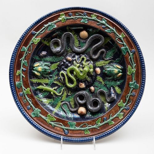 Continental Palissy Style Faience Trompe L'Oeil Circular Charger, Attributed to the School of Paris