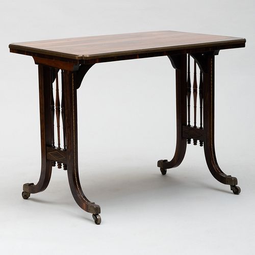 Regency Brass Inlaid Calamander Center Table, in the Manner of Gillows