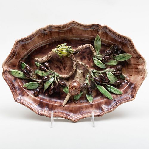 Continental Palissy Style Faience Trompe L'Oeil Dish, Possibly French