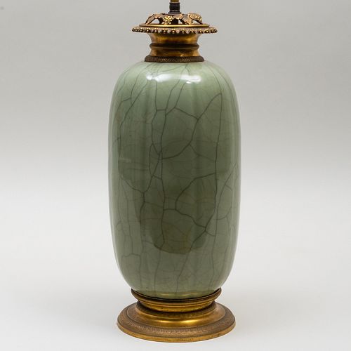 Chinese Celadon Vase Mounted as a Lamp