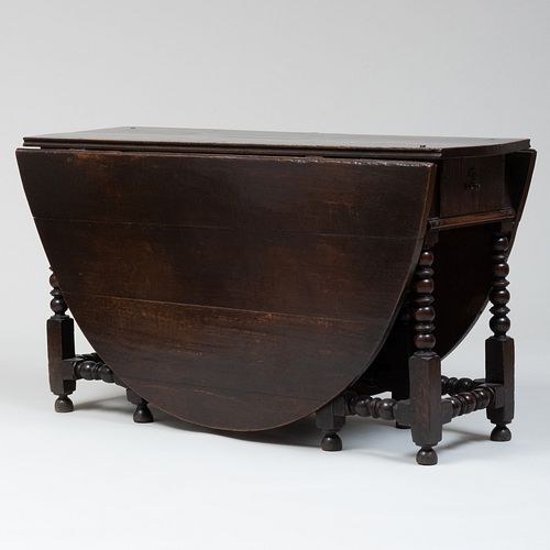 Large Charles II Style Oak Gateleg Dining Table
