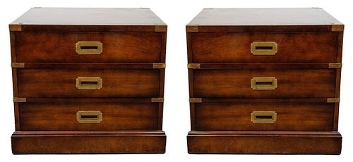English Mahogany Campaign Chest of Drawers, Pair 