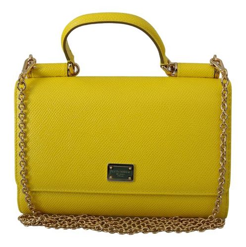 YELLOW DAUPHINE LEATHER HAND PURSE SICILY BAG
