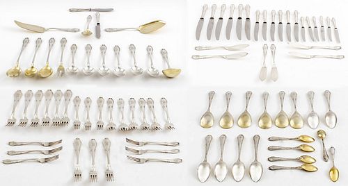 German Silver Flatware for 6 with Serving Pieces