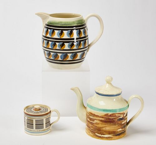 Mocha Pitcher, Teapot and Covered Cup