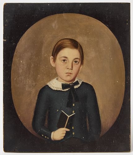 Fine Folk Art Portrait of a Boy