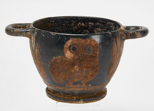 Ancient Greek Owl Cup with Handles