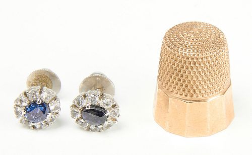 Thimble and Pair of Earrings