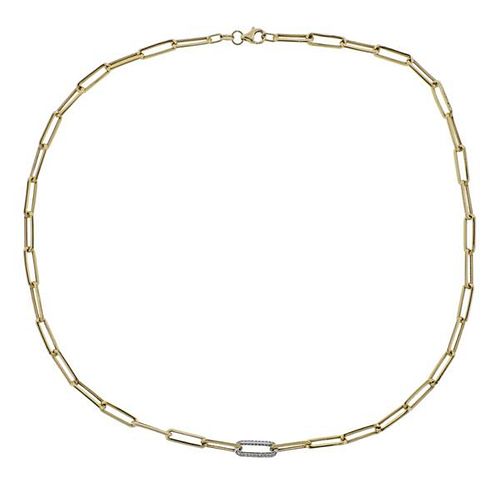 14k Gold Diamond Paperclip Necklace