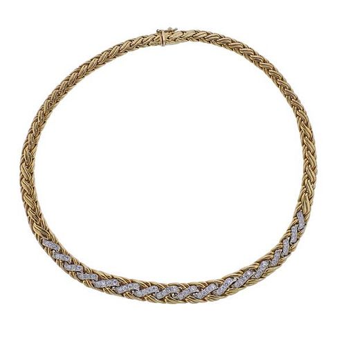 18k Gold Diamond Braided Necklace