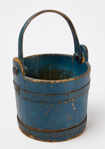 Early Bucket in Blue Paint & Red Lapped Bucket