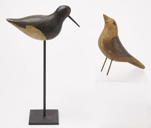 Shorebird and Carved Songbird