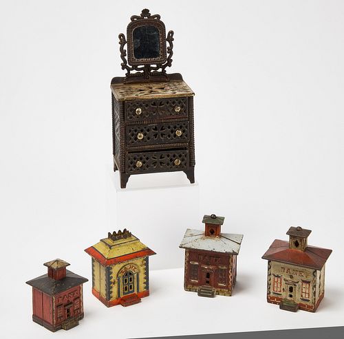 Four House Banks with a Cast Iron Dresser