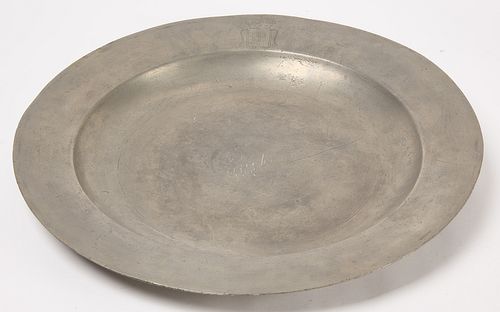 Large Early Pewter Charger - Edgar & Son