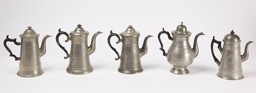 5 Maine Lighthouse Pewter Coffee Pots